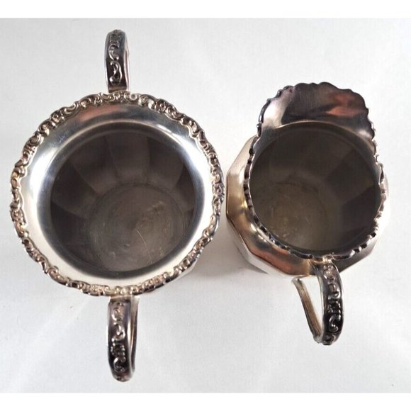 Antique Van Bergh Tea Service Quadruple Silver Plate Pot Creamer Sugar #15 - Picture 6 of 8